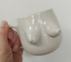Hand thrown boob mug - 2 colours available