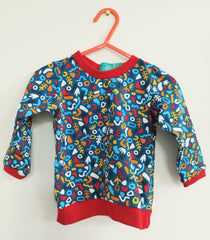 Long sleeved baby/child t-shirt - doodle shapes print (6-12 months or 12-18 months)