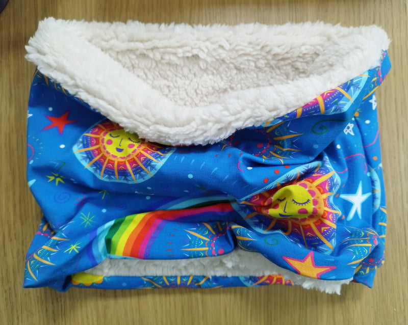 Neck warmer/snood - sun, rainbow & stars print