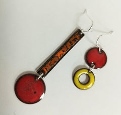 Mad mismatched enamelled drop earrings!
