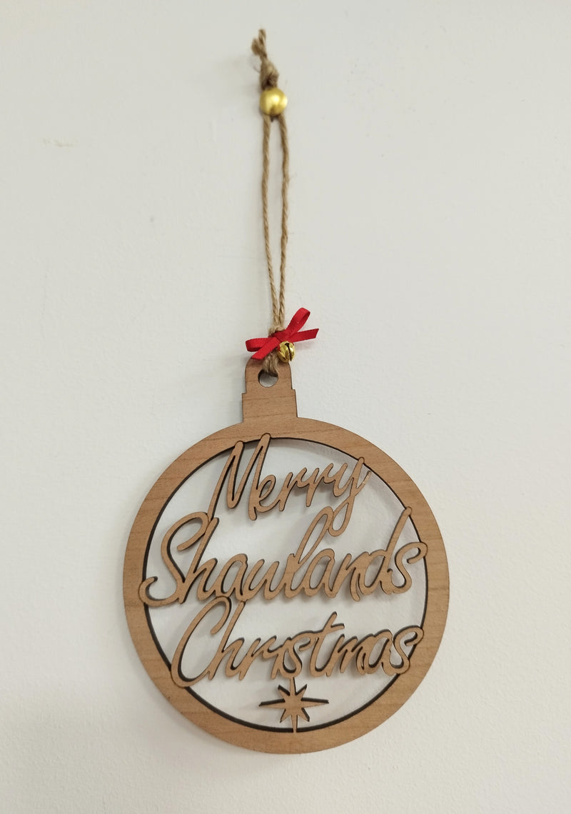 Merry Shawlands Christmas wooden bauble