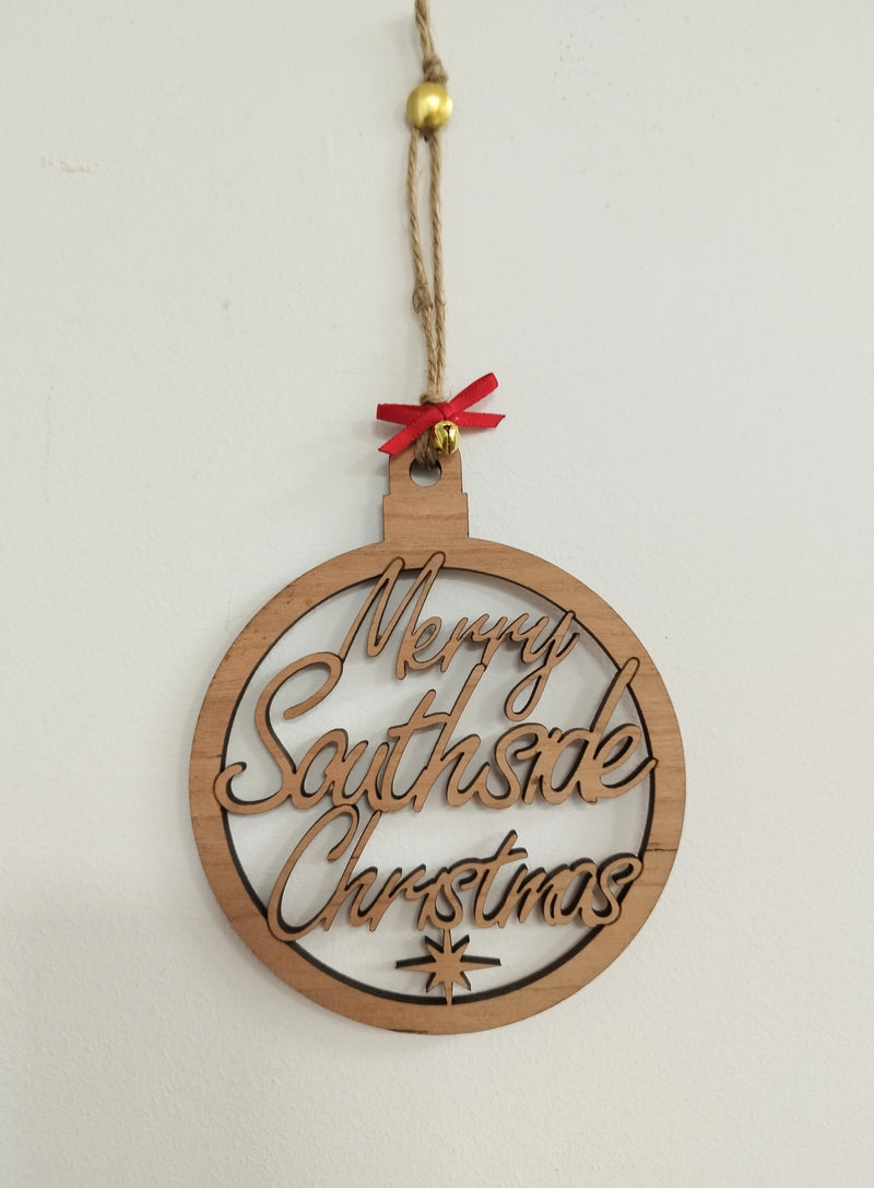 Merry Southside Christmas wooden bauble