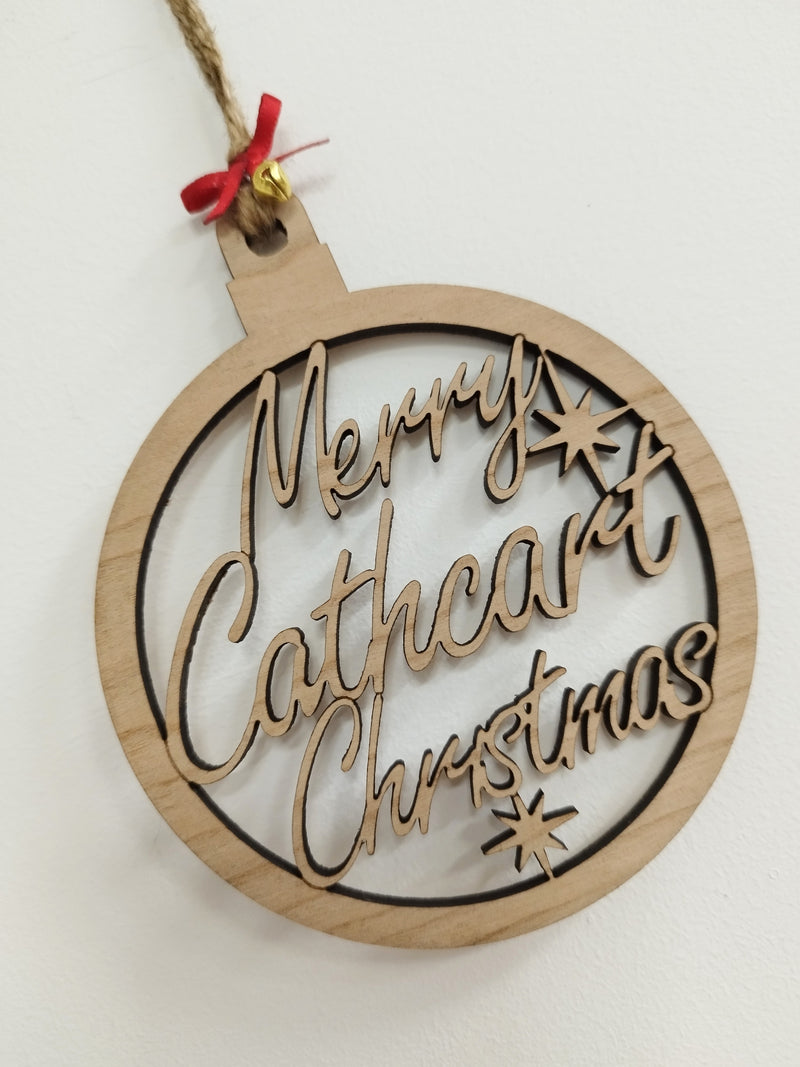Merry Cathcart Christmas wooden bauble