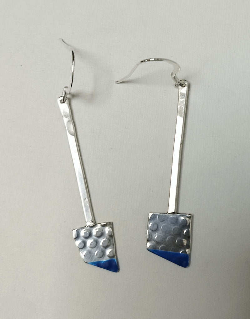 Blue dipped sterling silver drop earrings