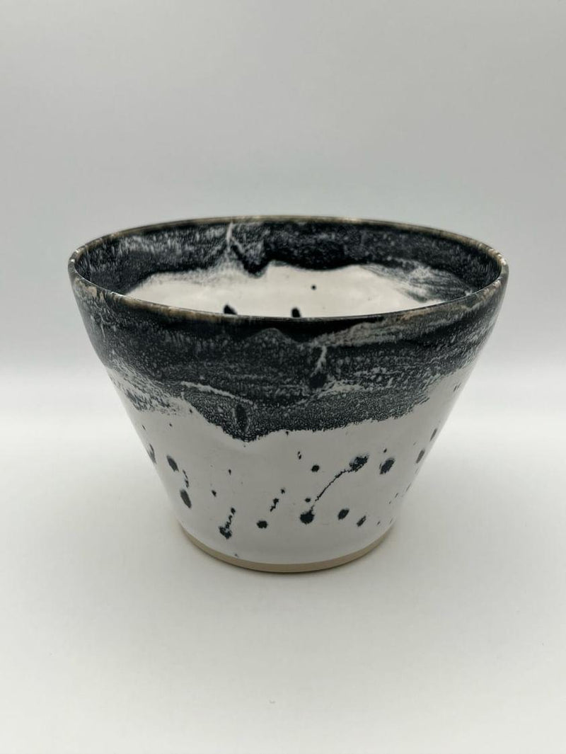 Ceramic bowl - charcoal grey & white glaze