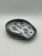 Ceramic spoon rest - blue coastal glaze