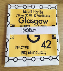 Glasgow postcode tea towel - G42 area