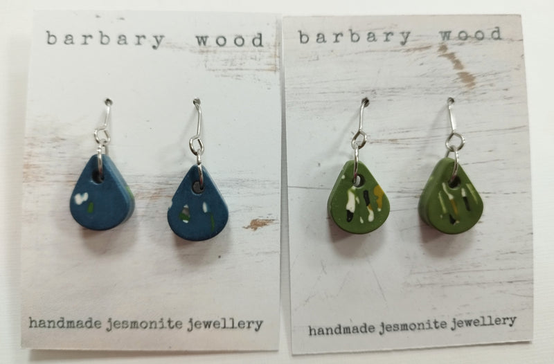 'Abstract' Jesmonite teardrop earrings - different colours available