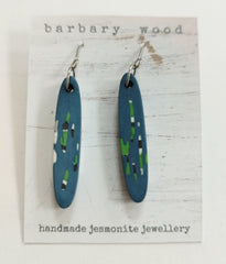 'Abstract' Jesmonite long drop earrings - different colours available