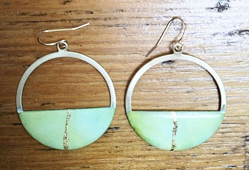 Kintsugi hoop earrings (green or turquoise)