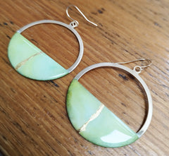 Kintsugi hoop earrings (green or turquoise)