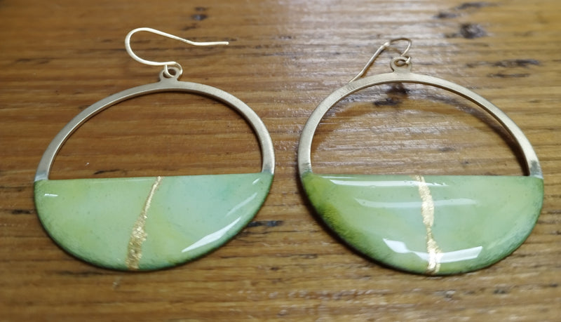 Kintsugi hoop earrings (green or turquoise)