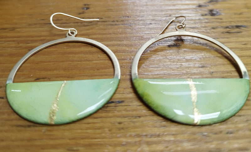 Kintsugi hoop earrings (green or turquoise)