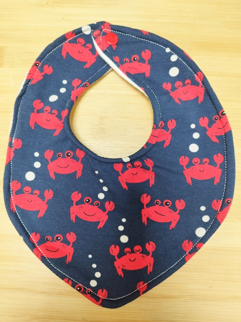 Dribble style bib - red crabs print