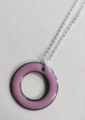 Enamelled pink ring necklace