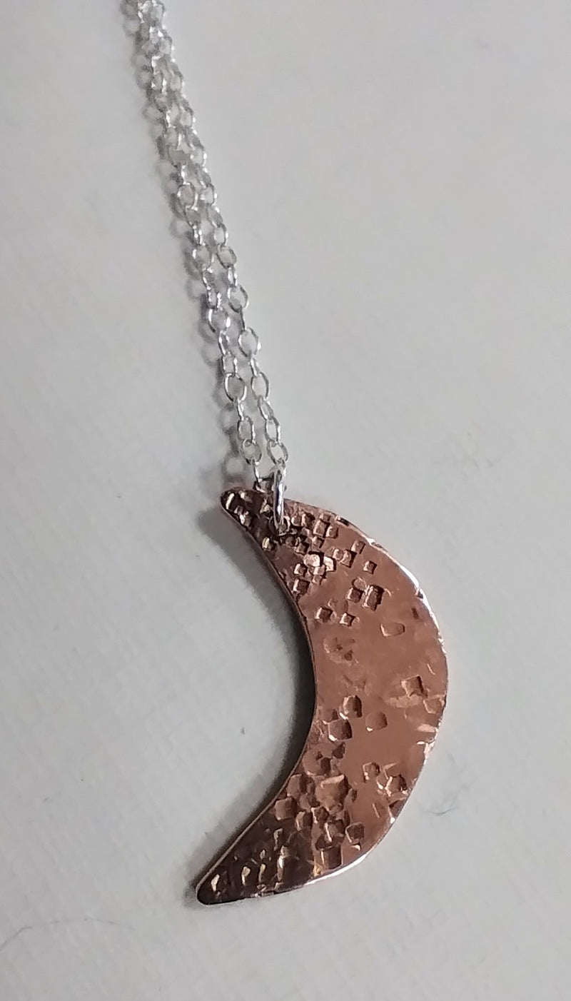Mini copper crescent moon pendant