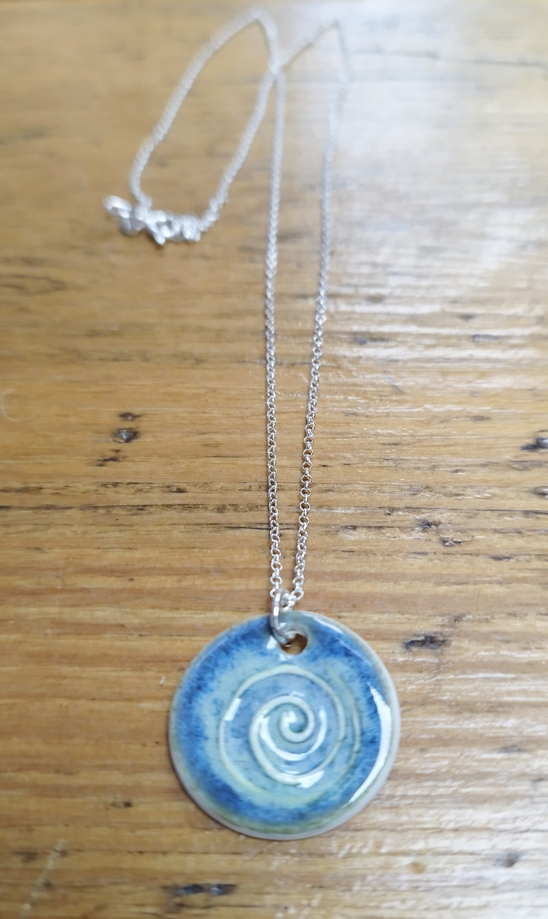 Ceramic swirl necklace - different colours available