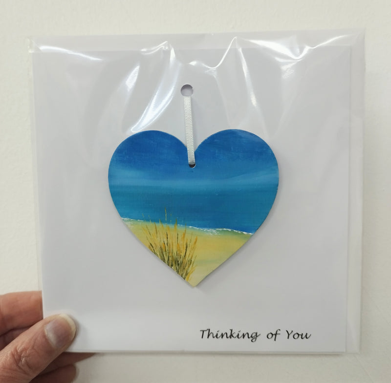 Thinking of you hand painted heart keepsake card