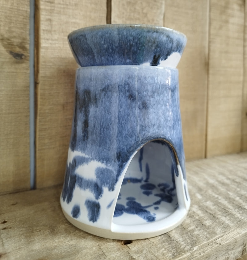 Ceramic wax melt/oil burner - blue coastal glaze