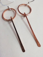 Copper hoop with dangle earrings