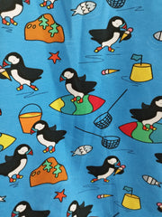 Romper suit - puffins at the seaside (6-12 months)