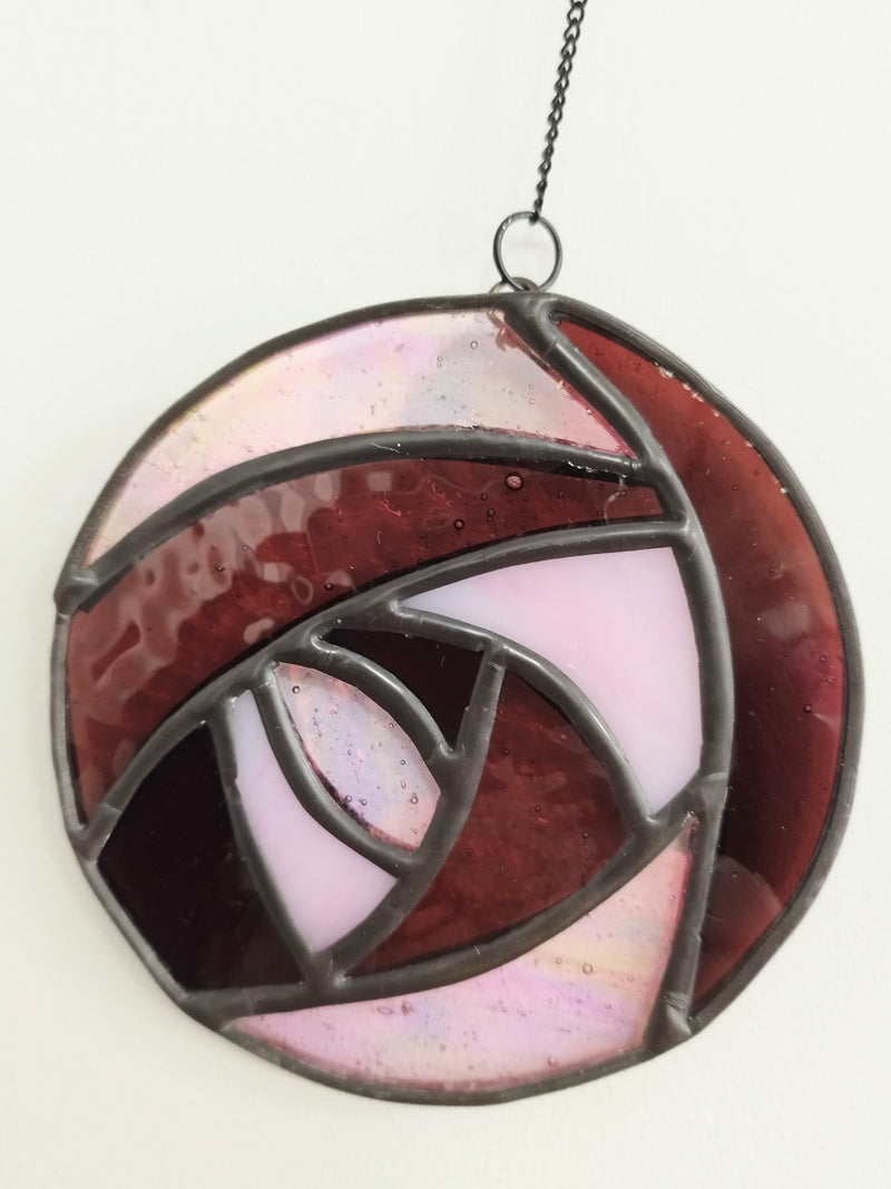 Mackintosh rose stained glass hanging art