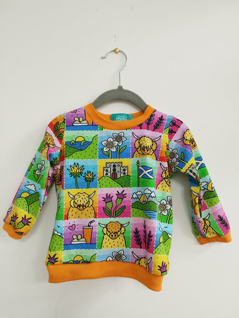 Long sleeved baby t-shirt - Scottish squares print (different sizes available)
