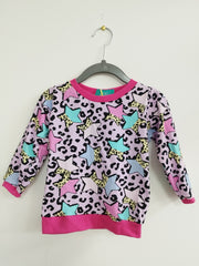Long sleeved baby t-shirt - leopard print stars (0-6 months or 6-12 months)