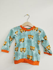 Long sleeved baby t-shirt - fun tigers print (0-6 months or 6-12 months)