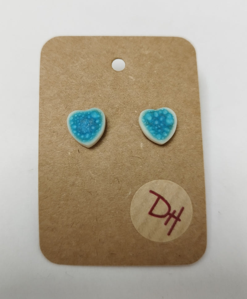 Ceramic heart stud earrings (different colours available)