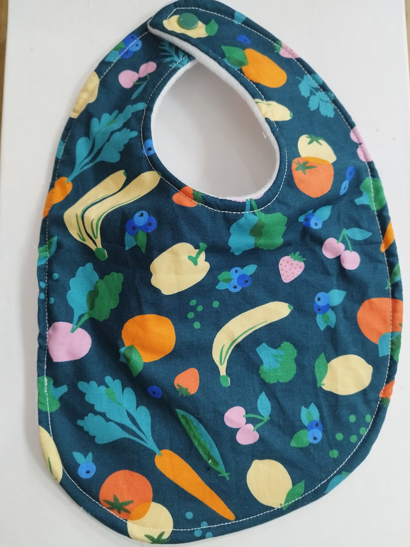 Traditional style bib - fruit & vegetables print