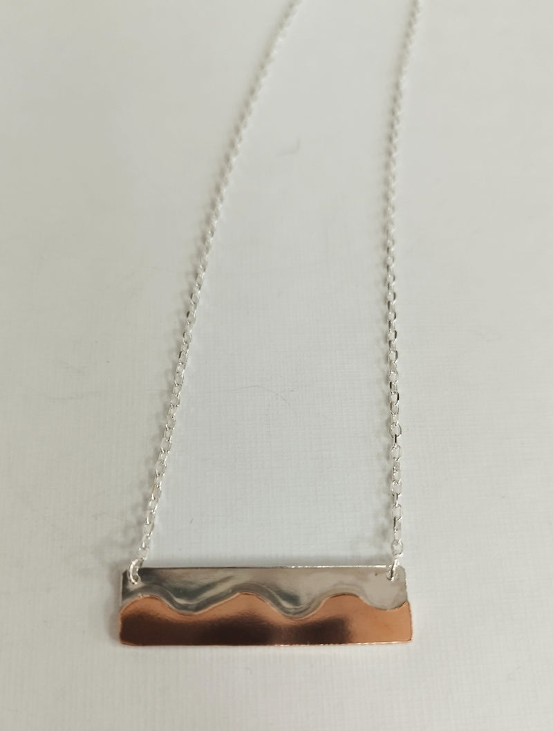 Sterling Silver & copper waves pendant