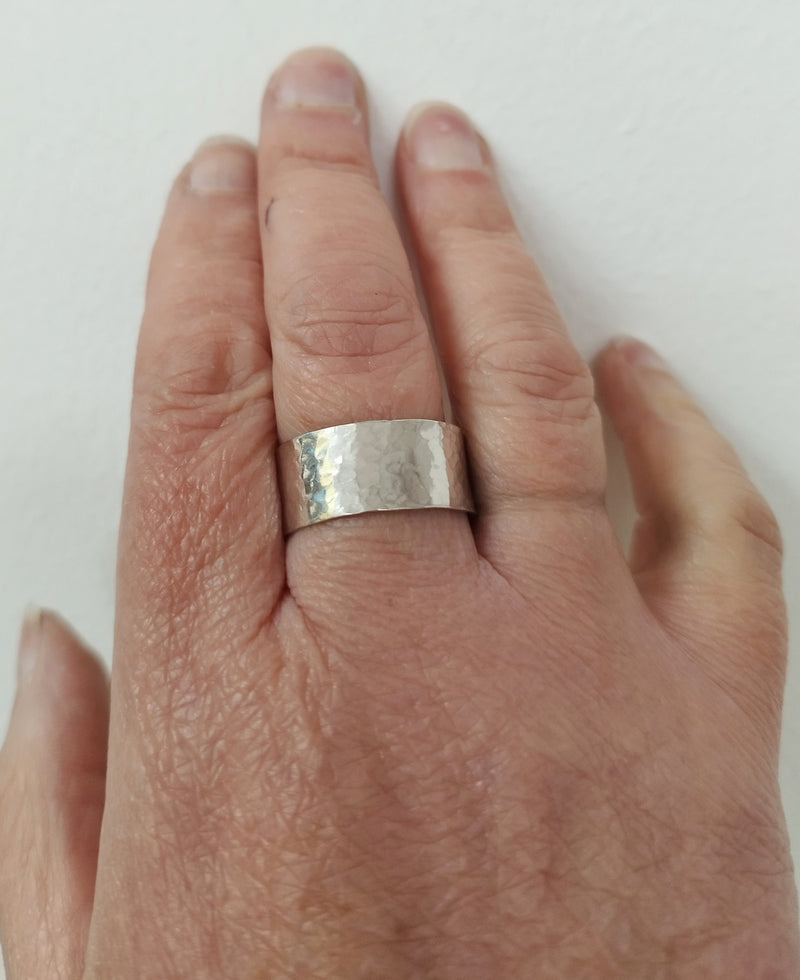 Sterling silver hammered open ring