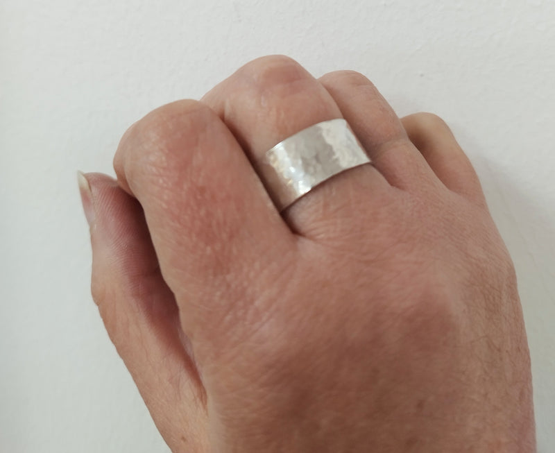 Sterling silver hammered open ring