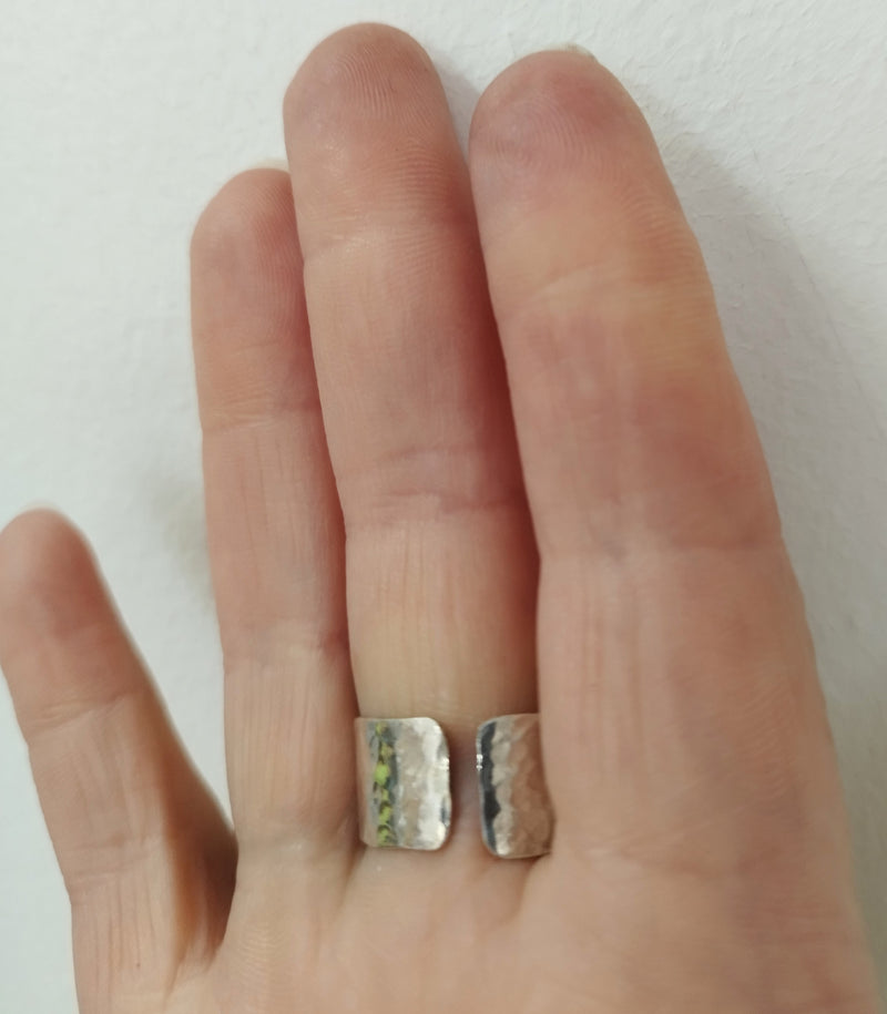 Sterling silver hammered open ring