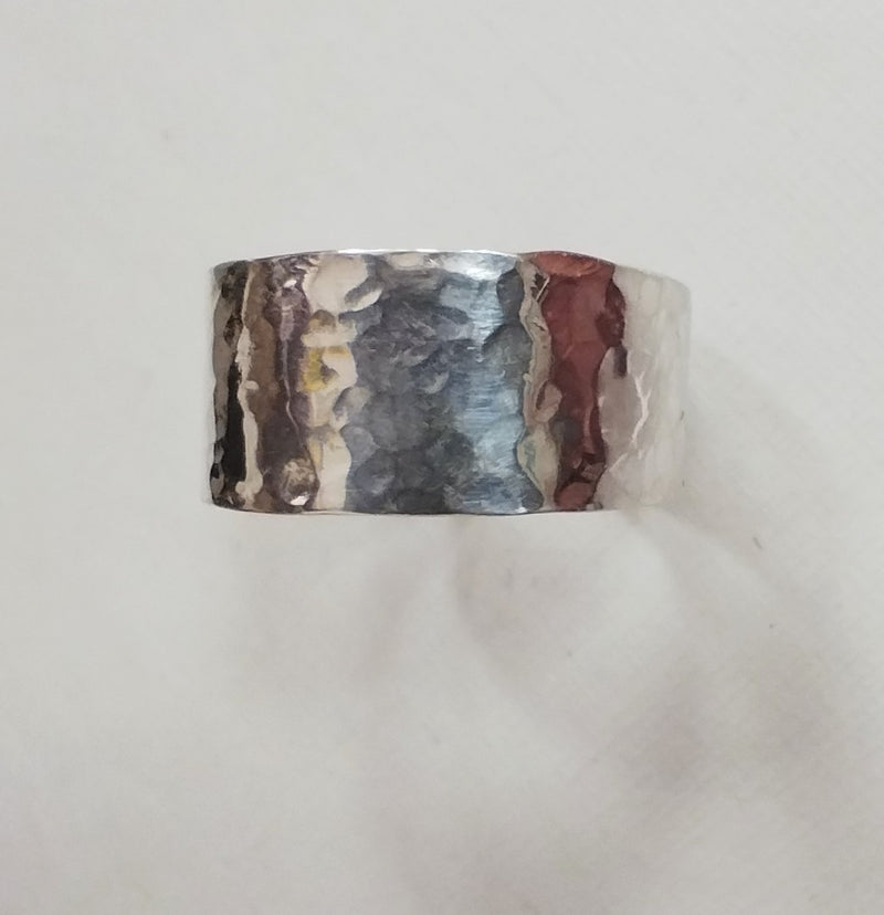 Sterling silver hammered open ring