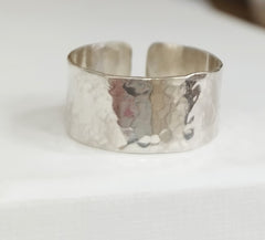 Sterling silver hammered open ring