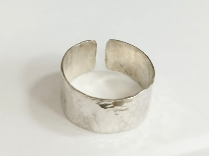 Sterling silver hammered open ring