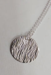 Sterling Silver textured circle necklace