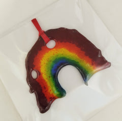 Fused glass hanging rainbow card