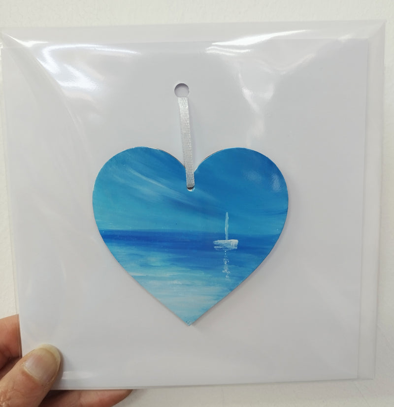 Hand painted heart keepsake card