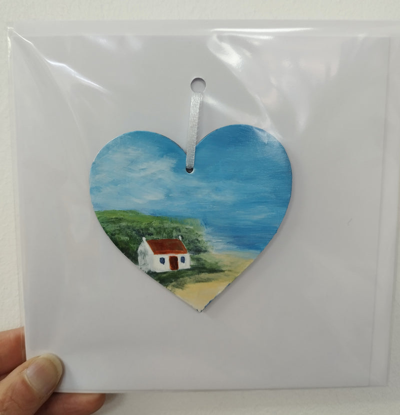 Hand painted heart keepsake card