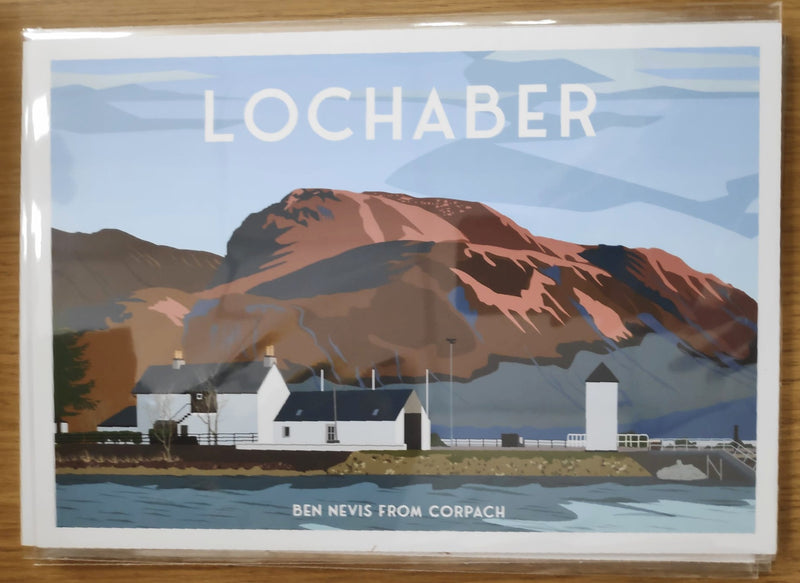 Lochaber, Ben Nevis from Corpach A4 travel poster print