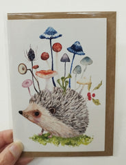 The Botanist - hedgehog & toadstools card