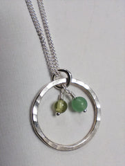 Sterling silver hoop necklace with Peridot & Aventurine