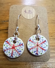 Ceramic snowflake drop earrings