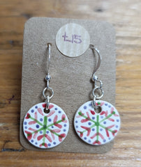 Ceramic snowflake drop earrings