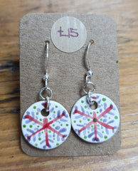 Ceramic snowflake drop earrings