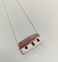 Scottish bothy ceramic pendant  - burgundy roof