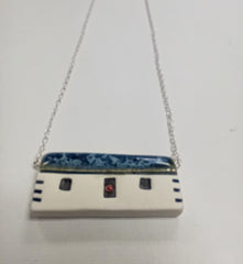 Scottish bothy ceramic pendant  - dark blue roof